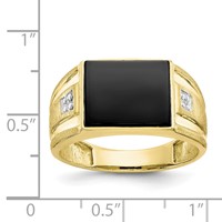 IB Goodman 10K Yellow Gold Mens Diamond and 12x 10mm Black Onyx Ring view 3