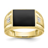 IB Goodman 10K Yellow Gold Mens Diamond and 12x 10mm Black Onyx Ring view 1