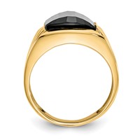 IB Goodman 10K Yellow Gold Mens Diamond and 11.75x 10 Barrel Black Onyx Ring view 2