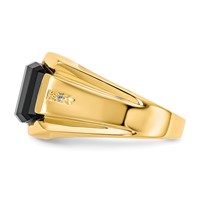 IB Goodman 10K Yellow Gold Mens Diamond and 11.75x 10 Barrel Black Onyx Ring view 4