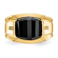 IB Goodman 10K Yellow Gold Mens Diamond and 11.75x 10 Barrel Black Onyx Ring view 5