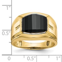 IB Goodman 10K Yellow Gold Mens Diamond and 11.75x 10 Barrel Black Onyx Ring view 3