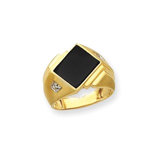 10k Men's Diamond and Black Onyx Ring