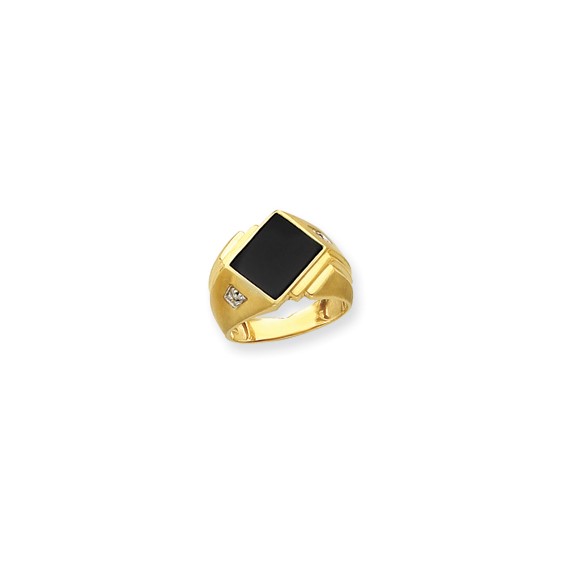 10k Men's Diamond and Black Onyx Ring