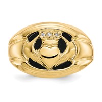 10K Diamond and Black Onyx Mens Claddagh Ring view 5