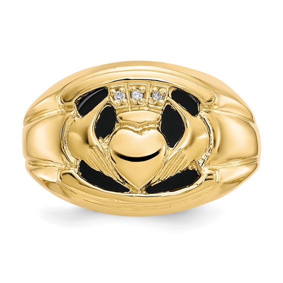 Men's Diamond & Onyx Claddagh Rings