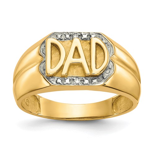 IB Goodman 10K and White Rhodium Mens Diamond Dad Ring
