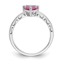 10K White Gold 6mm Trillion Lab Created Pink Sapphire Ring view 2