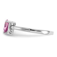 10K White Gold 6mm Trillion Lab Created Pink Sapphire Ring view 4