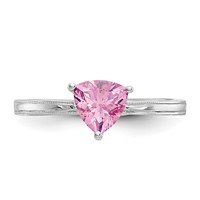 10K White Gold 6mm Trillion Lab Created Pink Sapphire Ring view 5