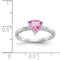 10K White Gold 6mm Trillion Lab Created Pink Sapphire Ring view 3