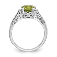10K White Gold 0.10 Carat Diamond and 8mm Round Peridot Ring view 2