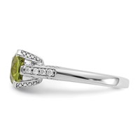 10K White Gold 0.10 Carat Diamond and 8mm Round Peridot Ring view 4
