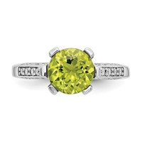 10K White Gold 0.10 Carat Diamond and 8mm Round Peridot Ring view 5