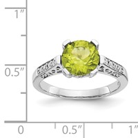 10K White Gold 0.10 Carat Diamond and 8mm Round Peridot Ring view 3