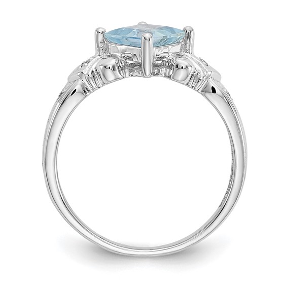 10k White Gold Aquamarine & Diamond Ring
