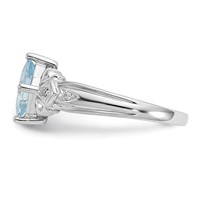 10K White Gold 6mm Princess Aquamarine and Diamond Ring view 4
