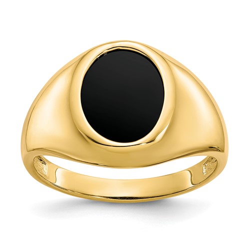 IB Goodman 10K Yellow Gold Mens 12x 10mm Oval Onyx Ring