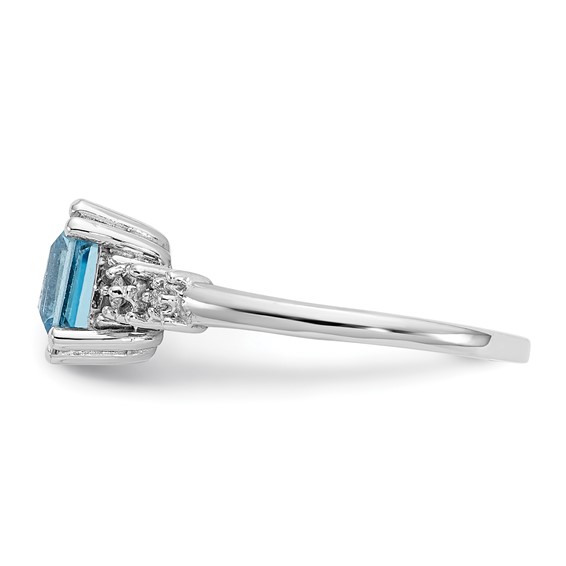 10k White Gold Diamond and Blue Topaz Ring