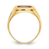 IB Goodman 10K Yellow Gold Mens Polished and Textured Ring with Black Enamel and Lab Created Ruby Masonic view 2