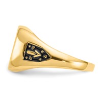 IB Goodman 10K Yellow Gold Mens Polished and Textured Ring with Black Enamel and Lab Created Ruby Masonic view 3