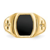 IB Goodman 10K Yellow Gold Onyx and.01 Carat Diamond Mens Cross Shank Ring view 5