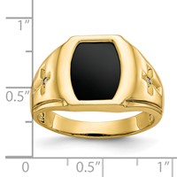 IB Goodman 10K Yellow Gold Onyx and.01 Carat Diamond Mens Cross Shank Ring view 3