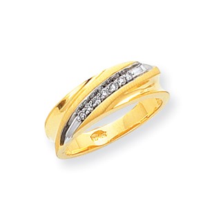 10k & Rhodium .12ct Diamond Mens Ring