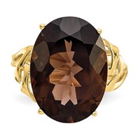10K 18x13mm Oval Smoky Quartz Ring view 5