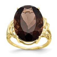 10K 18x13mm Oval Smoky Quartz Ring view 1