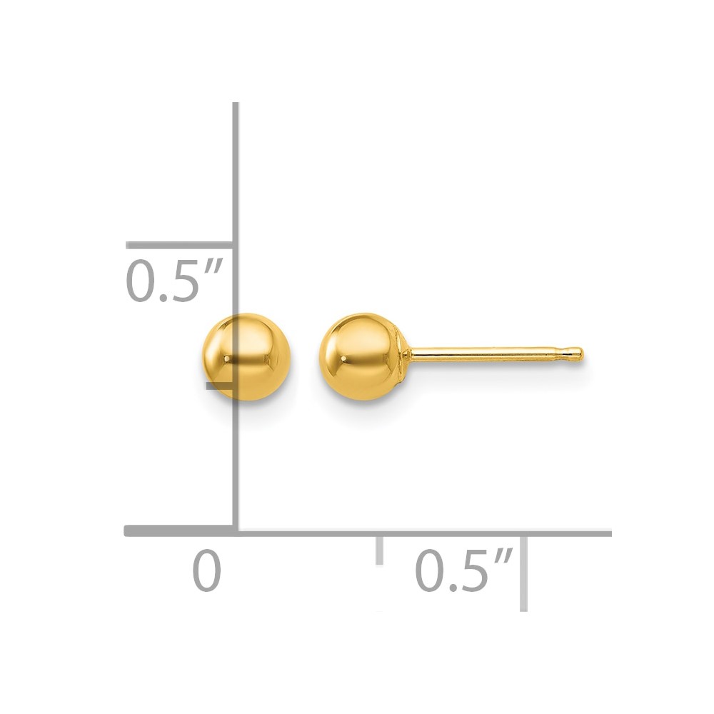 10k Polished 4mm Ball Post Earrings (10X4MMG)