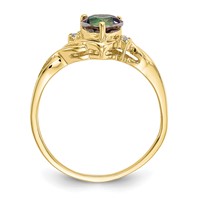 10K 6mm Yellow Gold Heart Mystic Fire Topaz and.01 Carat Diamond Ring view 2