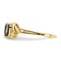 10K 6mm Yellow Gold Heart Mystic Fire Topaz and.01 Carat Diamond Ring view 4