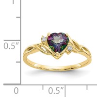 10K 6mm Yellow Gold Heart Mystic Fire Topaz and.01 Carat Diamond Ring view 3