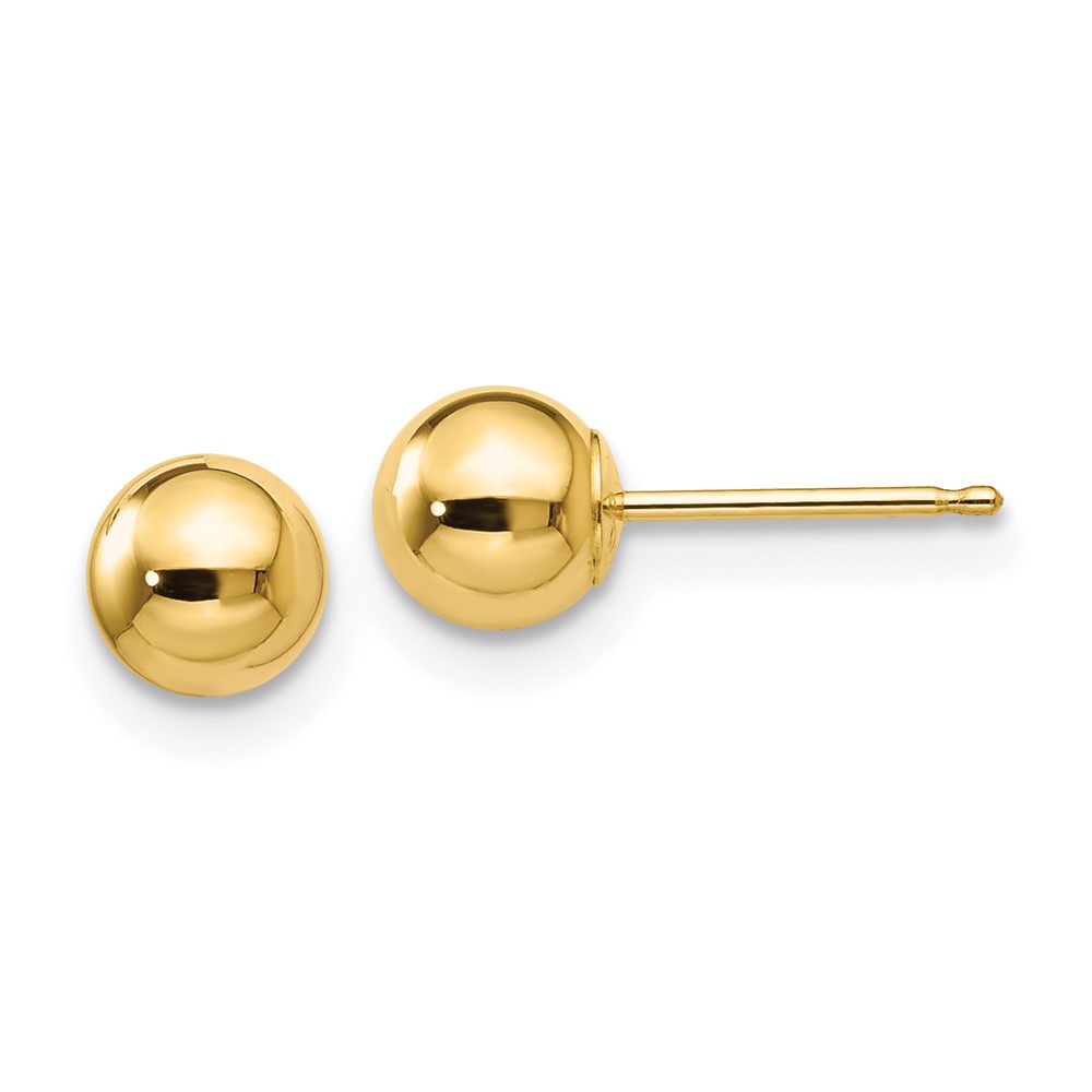 10k Polished 5mm Ball Post Earrings (10X5MMG)