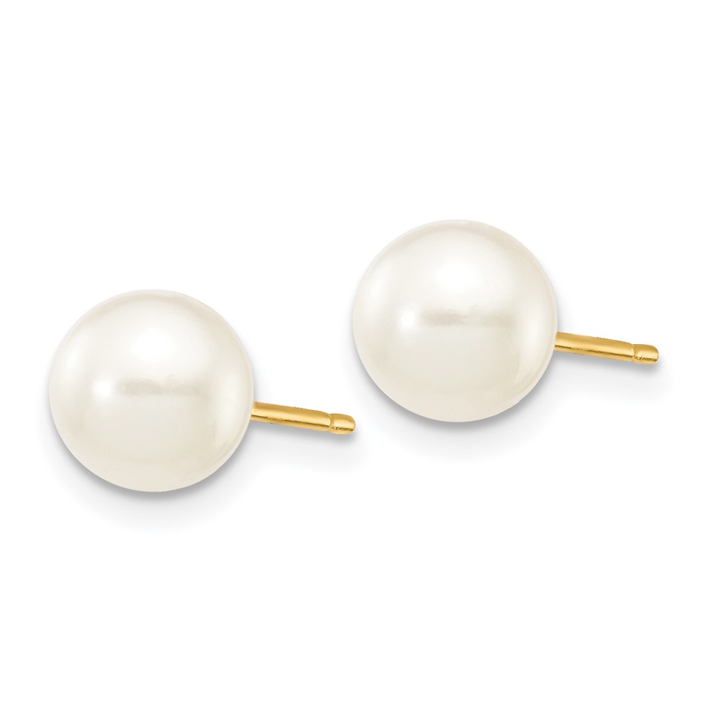 10k 6-7mm White Round Freshwater Cultured Pearl Stud Post Earrings (10X60PW)