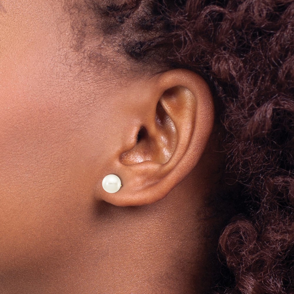 10k 6-7mm White Round Freshwater Cultured Pearl Stud Post Earrings (10X60PW)