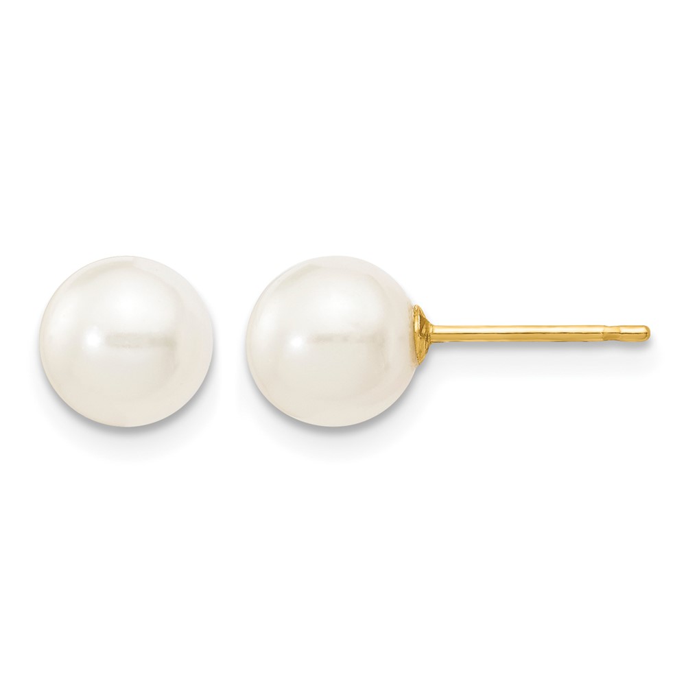 10k 6-7mm White Round Freshwater Cultured Pearl Stud Post Earrings (10X60PW)