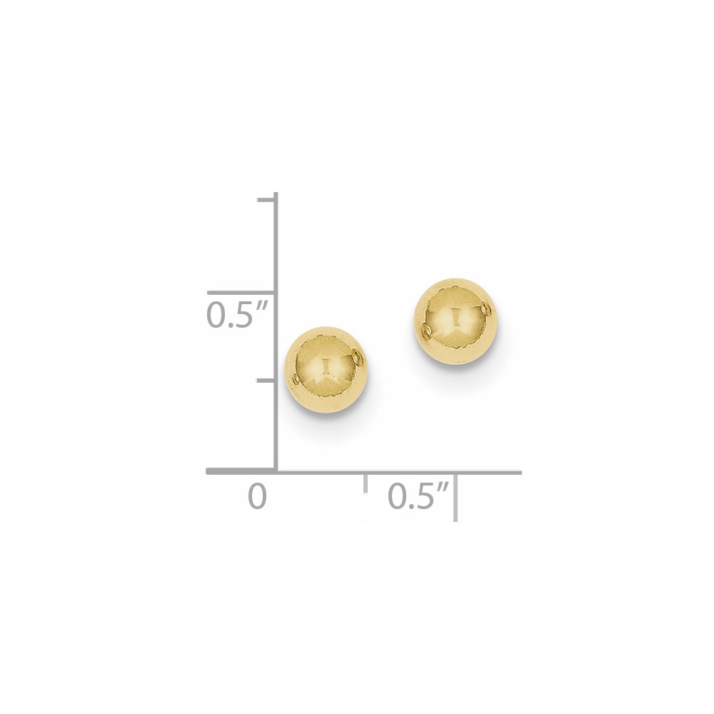 10k Polished 6mm Ball Post Earrings (10X6MMG)