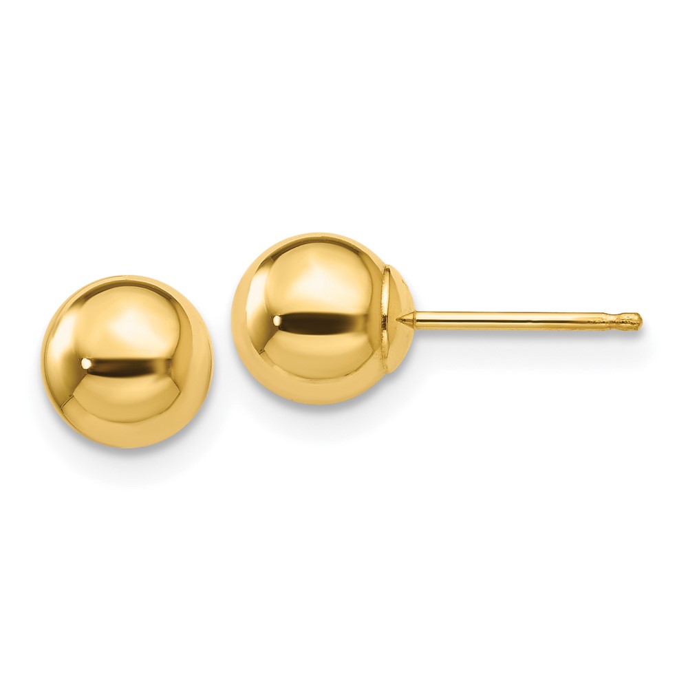 10k Polished 6mm Ball Post Earrings (10X6MMG)