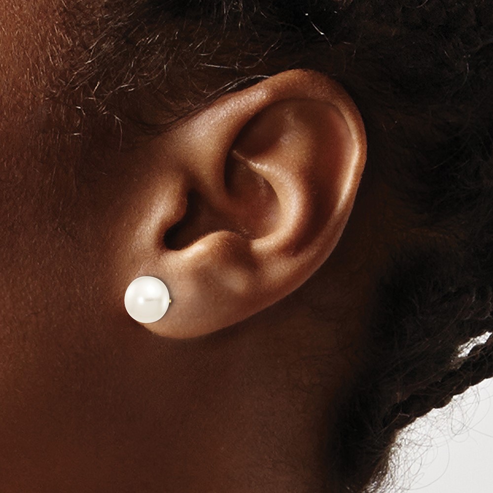 10k 7-8mm White Button Freshwater Cultured Pearl Stud Post Earrings (10X70BW)