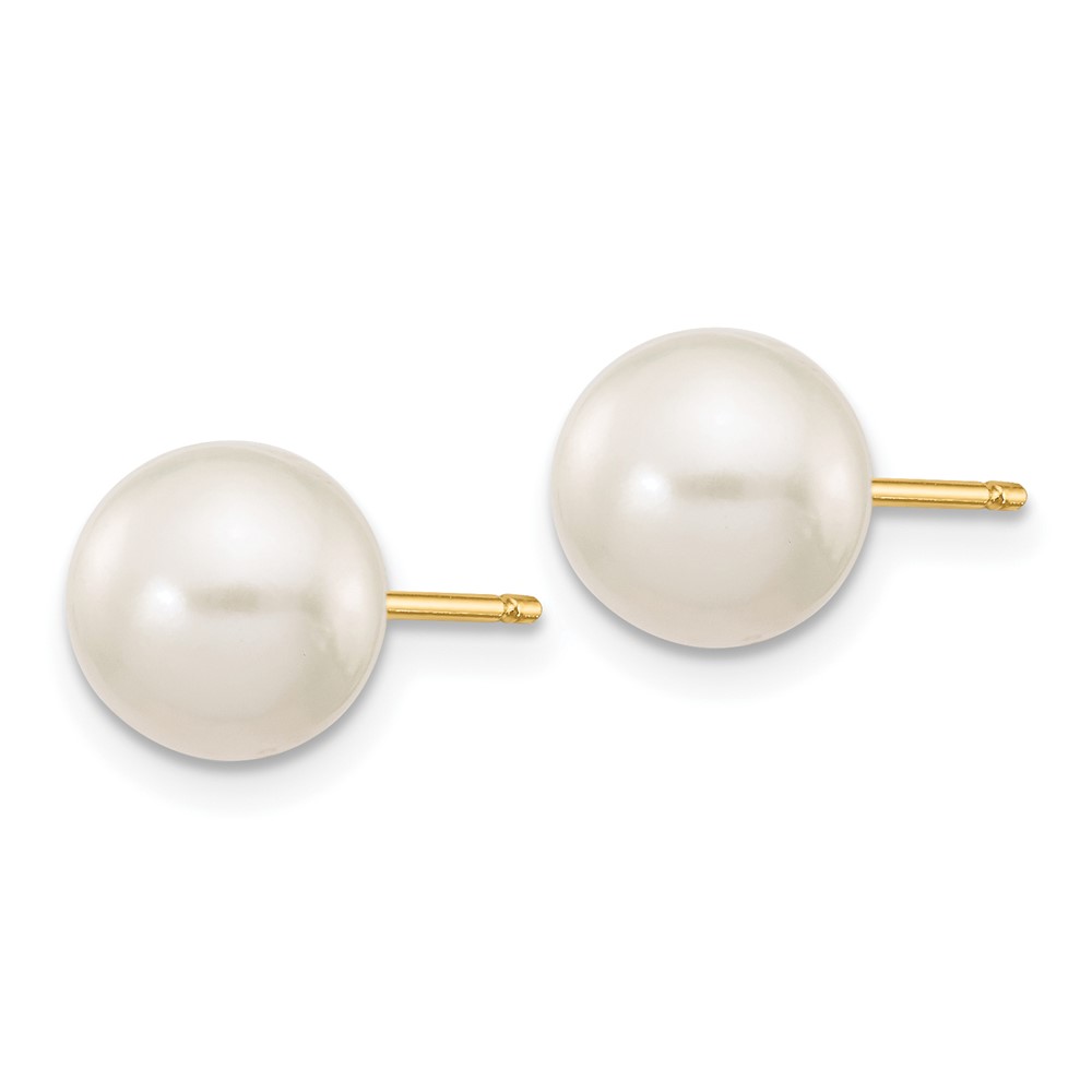 10k 7-8mm White Round Freshwater Cultured Pearl Stud Post Earrings (10X70PW)