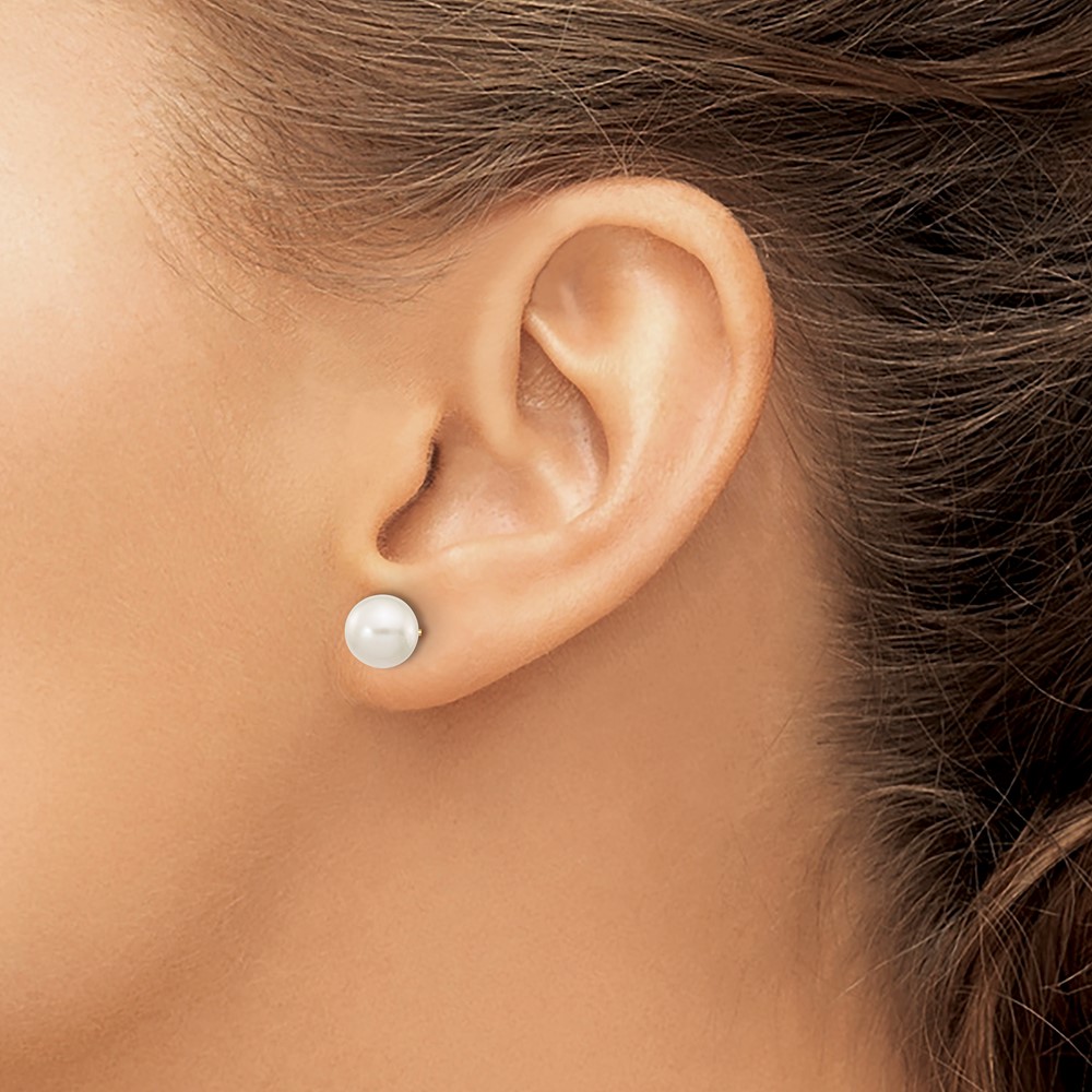10k 7-8mm White Round Freshwater Cultured Pearl Stud Post Earrings (10X70PW)