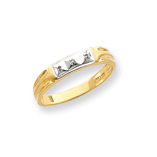 10k .01ct Diamond Trio Mens Wedding Band