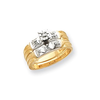 10k .03ct Diamond Trio Engagement Ring