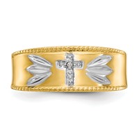 IB Goodman 10K and White Rhodium Mens.01ct Diamond Trio Cross Wedding Band view 5