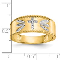 IB Goodman 10K and White Rhodium Mens.01ct Diamond Trio Cross Wedding Band view 3