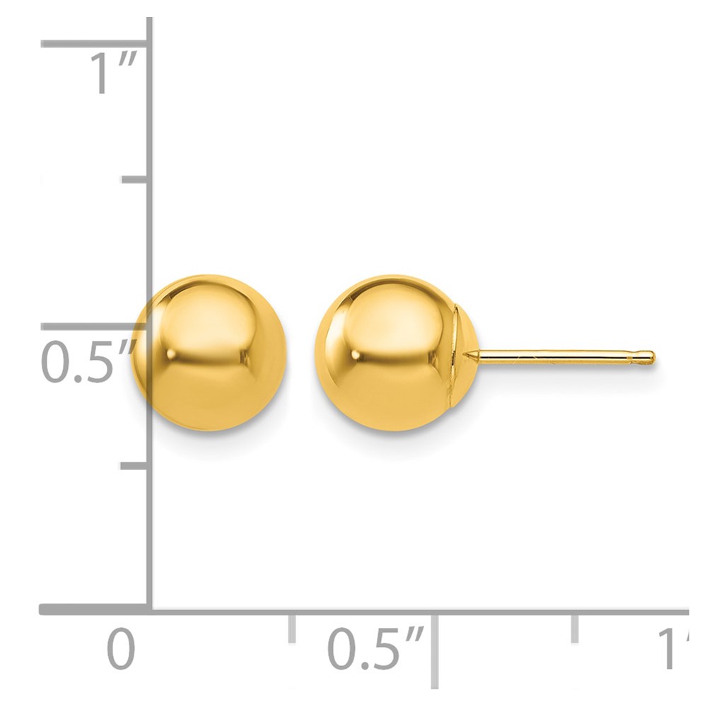 10k Polished 7mm Ball Post Earrings (10X7MMG)
