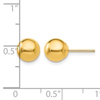 10K Yellow Gold Polished 7mm Ball Post Earrings view 4