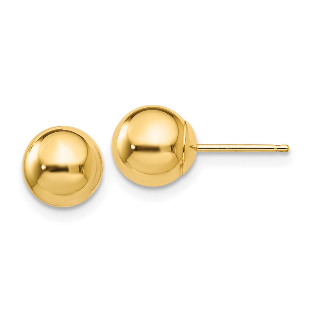 10k Polished 7mm Ball Post Earrings (10X7MMG)